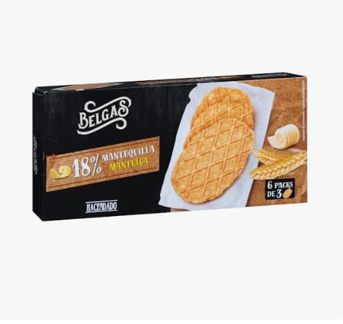 Biscuits au beurre Hacendado Belges – Boîte de 6 paquets de 180 g – Lot de 5