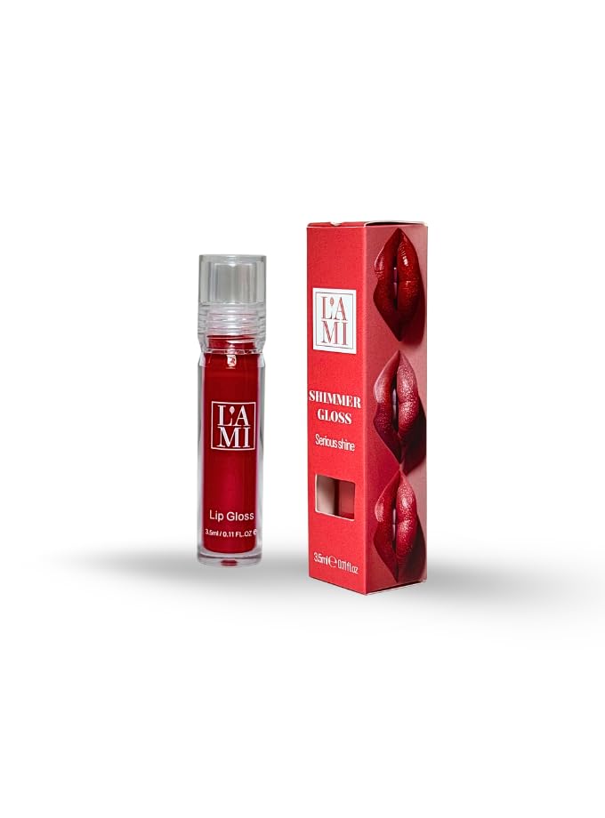 LAMI Shimmer Gloss, Brillo de labios de alto brillo, fórmula hidratante, textura ligera, mate RUBY Kiss, 3,5 ml