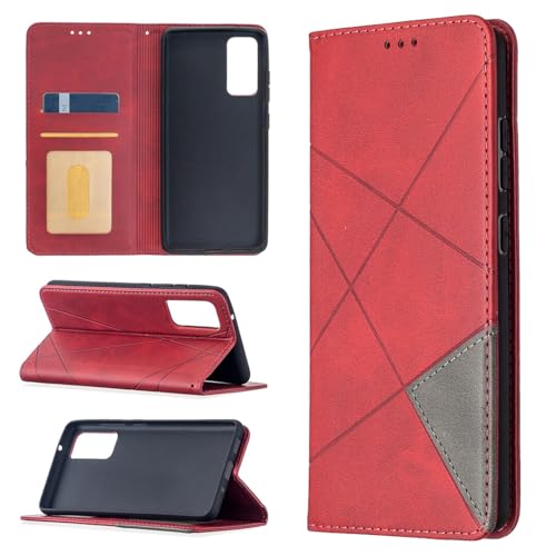 Housse Samsung Galaxy S21 Ultra rouge en cuir avec lignes graphiques