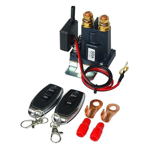 Pinafresa Interrupteur de Déconnexion de Batterie à Distance Cosses de Borne de Clé de Télécommande Améliorées 12V 500A pour Isolateur de Commutateur de Batterie de Camion de Voiture RV avec 2 Clés