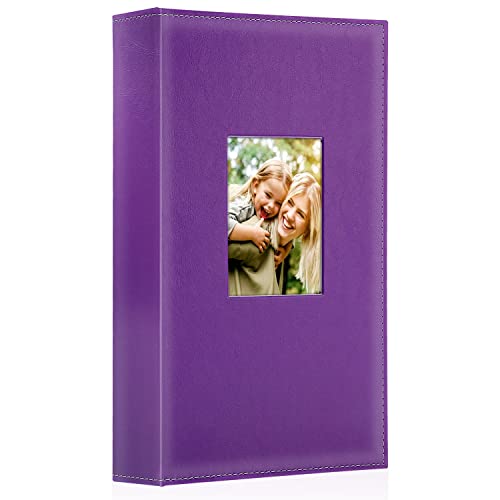Ywlake Photo Album 4x6 300 Pockets, Leather Photo Albums Holds 300 Horizontal Only Pictures Purple