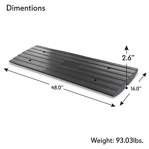 Pyle Pcrbdr21 Car Vehicle Curbside Driveway Ramp - 4Ft Heavy Duty Rubber Threshold Bridge Tracks Curb Ramps, 2 Pieces Set (For Car, Truck, Scooter, Bike, Motorcycle, Wheelchair Mobility), Black #TOP6
