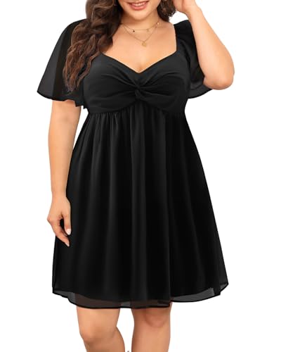 Image of Pinup Fashion Plus Size Graduation Homecoming Chiffon A-line Short Dress