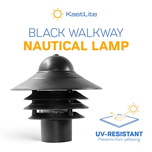 Kastlite Black Nautical Post Walkway Lamp | 10" High Outdoor Coastal Fixture | Fits 3" Posts | Ul Listed #TOP1