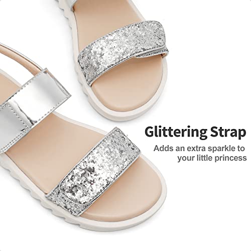 Image of DREAM PAIRS Girls Sandals Glitter Two Strapped Casual Open Toe Sandals Little Kid /Big Kid