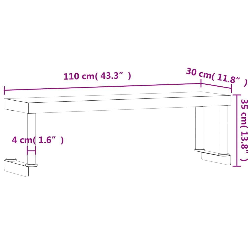 vidaXL Estante sobre Mesa de Trabajo, Accesorio para Banco, Estante para Mesa de Preparación, Accesorio para Cocina Fábrica, Acero Inoxidable