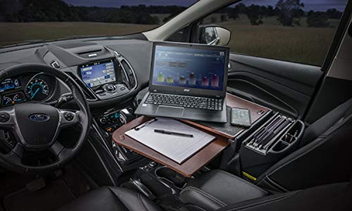 Image of AutoExec GripMaster Car Desk for Your Vehicle Workstation and Mobile Office, Mahogany with 400 watt Power Inverter