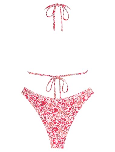 Image of ZAFUL Womens Halter Bikini Sets Triangle Bikinis High Cut Swimsuits 2 Piece Bathing Suits Sexy Swimwear