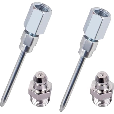 Malloryx 2Pcs Grease Needle Nozzle with Hardened Steel Tips,Needle Nose Grease Dispenser,Narrow Needle Greaser Adapter with 1/8 Inch NPT Threads Cover