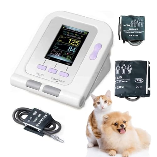 Tensiómetro Veterinario electrónico Digital, tensiómetro Veterinario con Brazalete de 3 brazaletes, Equipo Veterinario de Escritorio para el Cuidado de Perros, Gatos y Mascotas, pa