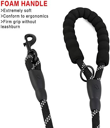 Plutus Pet Rope Dog Leash 6ft Long,Traffic Padded Two Handle,Heavy Duty,Reflective Double Handles Lead for Control Safety Training,Leashes for Large Dogs or Medium Dogs,Dual Handles Leads(Black) - Image 6
