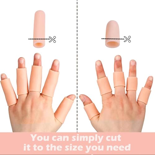 Image of 20 PCS Finger Gloves, Silicone Finger Protector for Kitchen Use, Medical Finger Cots for Arthritis, Cricket, Guitar Playing, Thumb Sucking, (16 Slender + 4 Small), Skin Tone