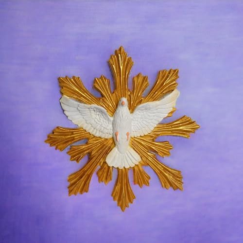 Image of KariGhar Faith Dove Holy Spirit Catholic wall Hanging Idol Perfect for Prayer Room /Drawing Room /Decoration & Gifting A0055 (3 x 13 x 13 cm) (5 x 5 INCH)