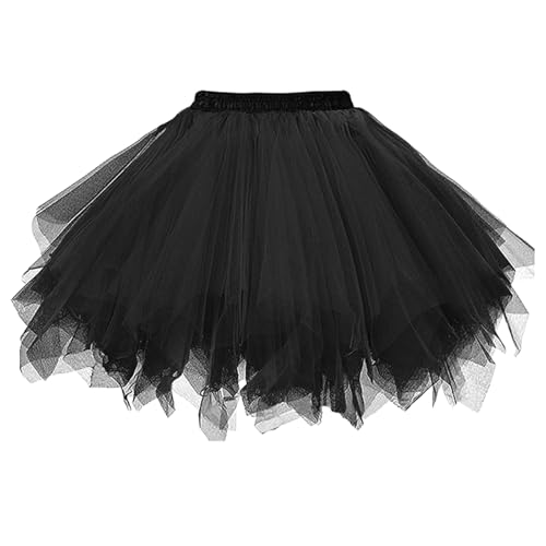 ZXTGBQ Gonne da Donna Tutu, Gonna Tutu da Donna Anni, Dress Ballet Petticoat in Tulle a 3 Strati, 80s Sottogonna, per Feste in Maschera Costumi di Halloween Danza (Nero)