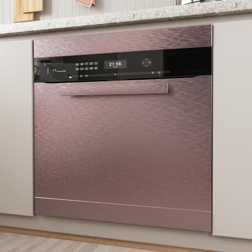 Papel pintado oro rosa efecto acero inoxidable vinilo adhesivo para cocina y muebles 30x200cm 5