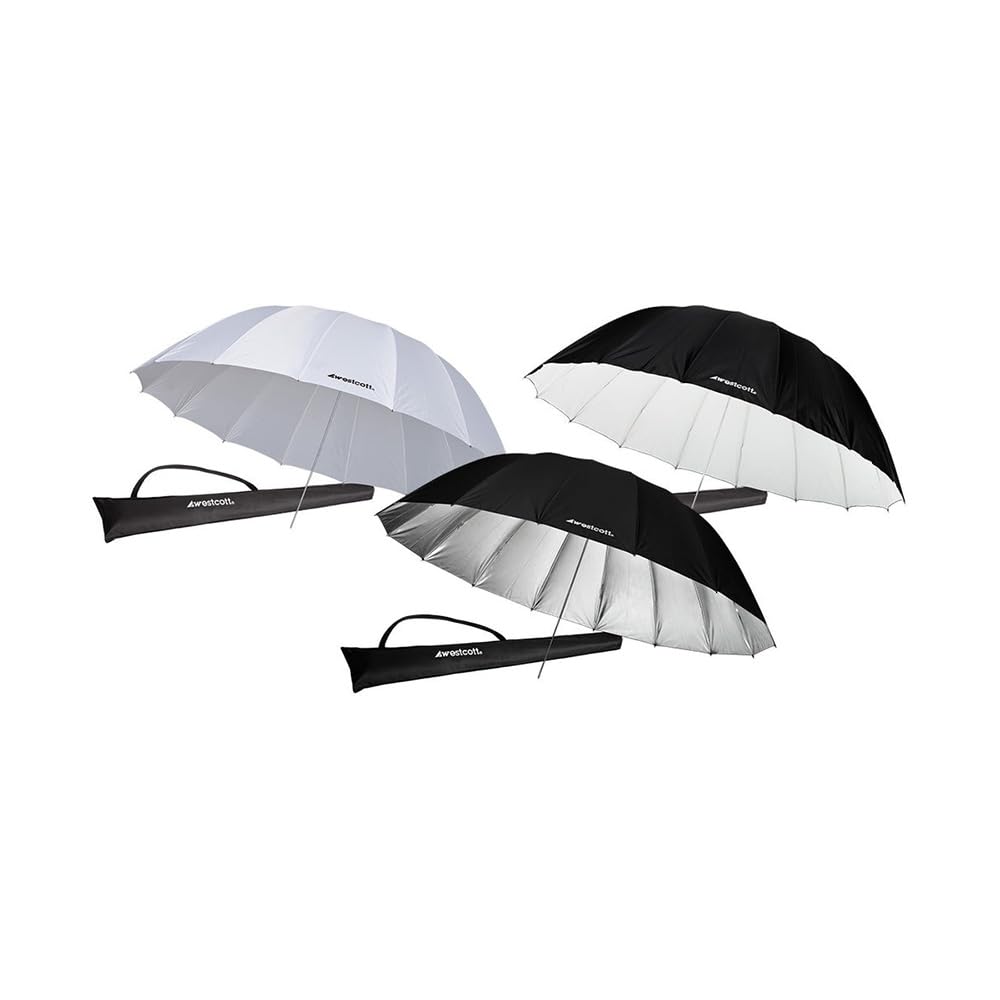 Westcott Set di ombrelli da 1,8 m, include varietà argento, bianco e diffusione per illuminazione morbida per ritratti fotografici