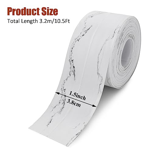 Hoacm Caulk Strip, 1.5" X 10.5Ft Pvc Self-Adhesive Flexible Trim Sealing Tape, Caulk Sealer Caulking Tape For Bathtubs, Counters, Sinks, Tile, Toilet, Floors (Cracks On White) #TOP7