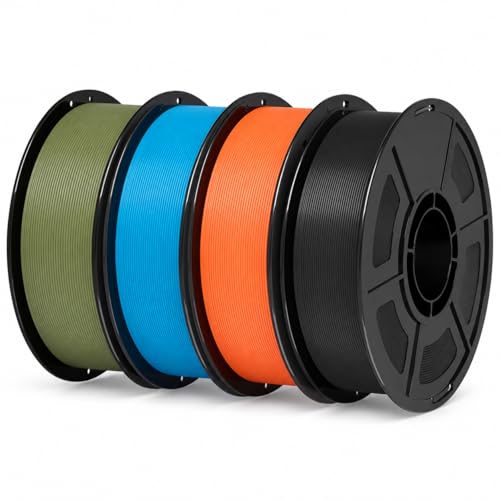 Image of PLA Filament Bundle 4KG 3D Printer,30-300mm /s Neatly Wound 3D Printing Filament 1kg (2.2lbs),Pla for Bambu Lab 3D Printer,AMS,AMSLite, Pla Filament 1.75mm Army Green Blue Orange Black | High toughness is suitable for functional parts;prevents nozzle clogging and air bubbles1.75mm is suitable for Bambu printers