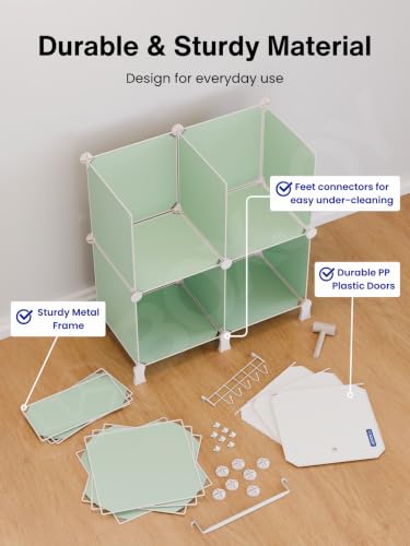 Image of BOXJOY Plastic Kids Wardrobe with 6 Doors, Sticker Sheet & 5 Hook Holder