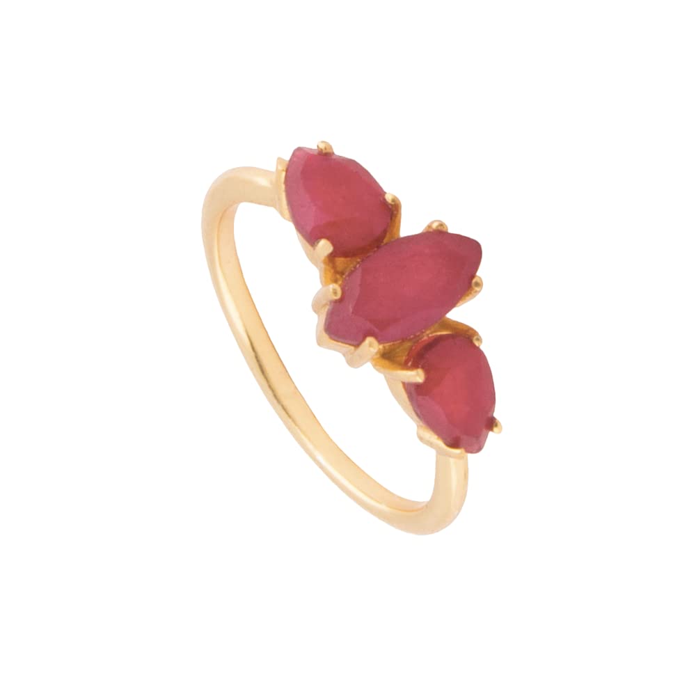 Bague dorée Kasia rubis rouge bague pierre précieuse femme et alliance fine empilable - 8