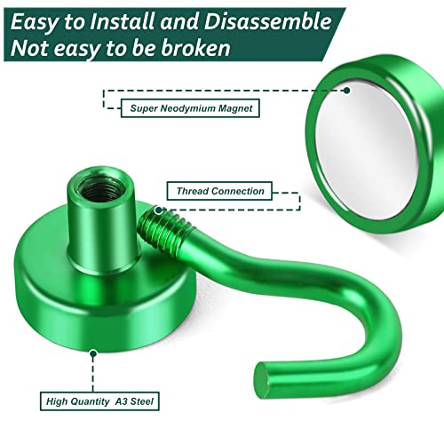 Vndueey 10 Pack Green Magnetic Hooks, 22Lbs Magnet Hooks Heavy Duty, Strong Magnetic Hooks For Hanging, Magnets With Hooks For Refrigerator, Cruise, Kitchen, Grill, Workplace, Office And Garage #TOP1