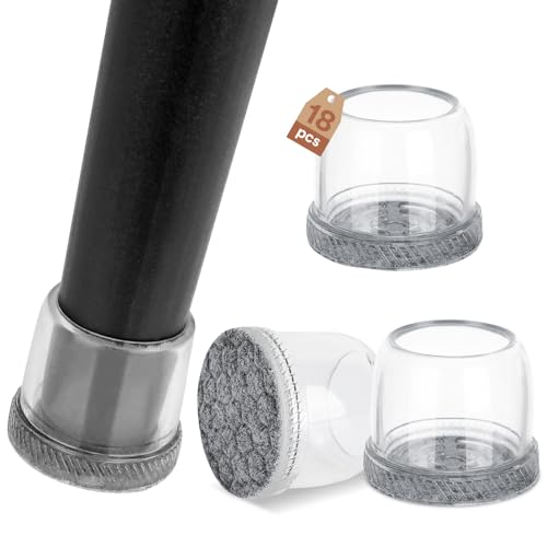 Euqvunn 18pcs Protector patas Sillas, Protectores de Suelo para Patas de Silla, Transparente Protector Sillas Patas, Silicona para Patas Silla, Tapones Sillas Redondos Prevent Floor Scratches 25-30mm