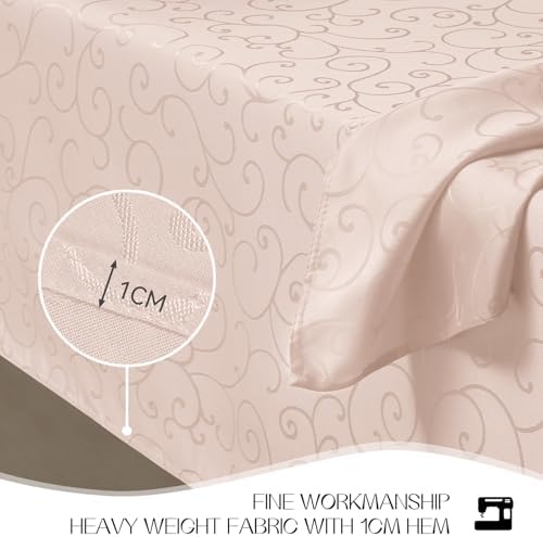 Romanstile Jacquard Rectangle Tablecloth, Waterproof Elegant Damask Curly Floral Pattern Table Cloth, Washable Decorative Polyester Table Cover for Kitchen/Dining/Parties - Pink, 60 x 104 Inch - 3