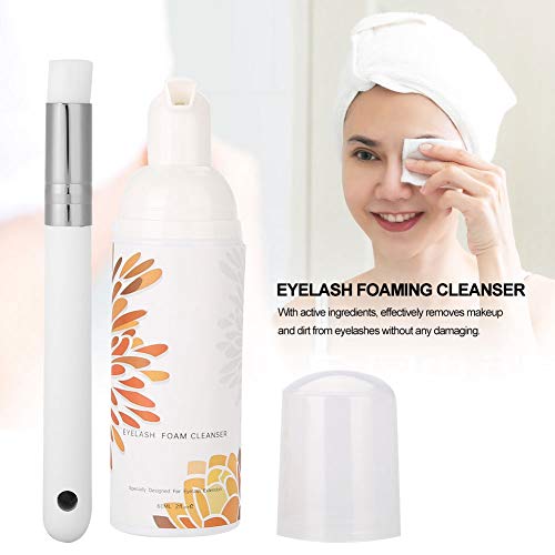 Wimpernverlängerungsreiniger, Wimpernschaumreiniger 60 Ml, Wimpernshampoo mit Reinigungsbürste (Wird mit einer silbernen Stielbürste geliefert)