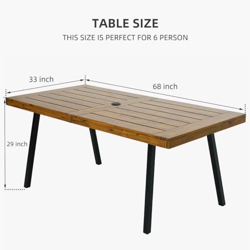 Nixtopia 68"x33" Indoor or Outdoor Patio Acacia Wood Table Top Rectangle Dining Table with Teak Finished for 6 Person - Brown