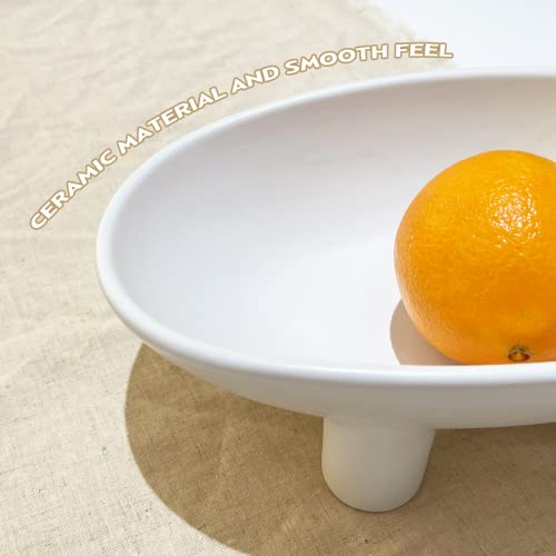 Luvitory Ceramic Fruit Bowl Ceramic Bowl For Kitchen Counter Decorative 10 Inch White Large Decorative Bowl For Home Decor Oval Ceramic Bowl Decorative Modern Home Decor #TOP6