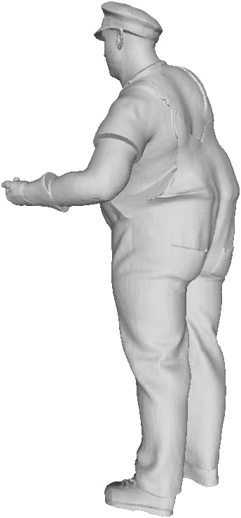 Printle W Homme 443Q-Old Locomotive Train Railroad Engineer Leaning to its Left Side Figure for Dioramas and Model Train Sets Choose Your Scale