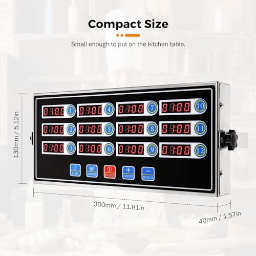 Temporizador de cocina digital de 12 canales en acero inoxidable con alarma fuerte 5