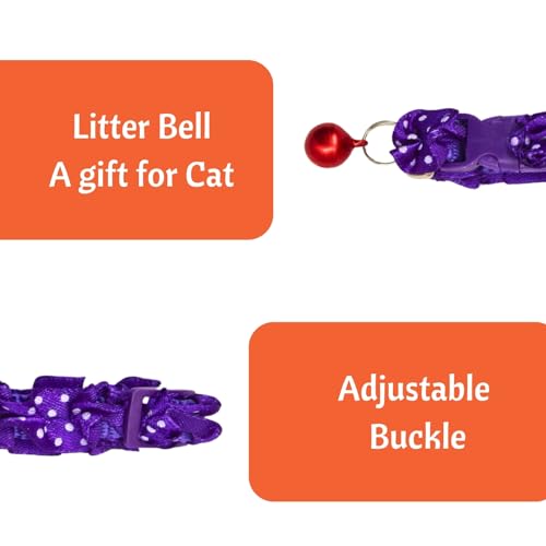 Image of Emily Pets Cute Cat Collar for Girl Boy, Colorful Breakaway Cat Collars with Bell, Adjustable Printed Nylon woth Safety Buckles Kitten Collar (Color May Vsry, 1 Piece)