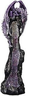 Pacific Giftware Purple Dragon on Geode Rock Gemstone Quartz Stick Incense Burner Medieval Fantasy 10.5 Inch H