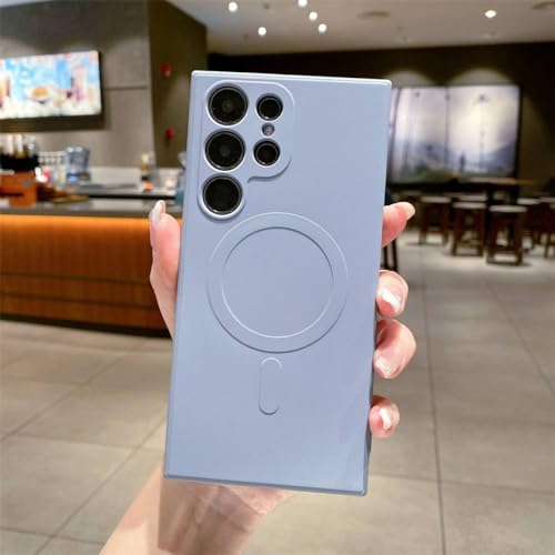 Étui de charge sans fil magnétique pour Samsung S22 Ultra en silicone bleu