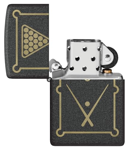 Image of Zippo Billiards Design Black Crackle Windproof Pocket Fuel Refillable Lighter, BIS Certified