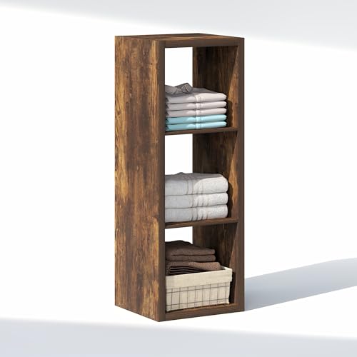 Image of Furinno Cubic Extra Thick 3-Cube Closet Organizers and Storage, Amber Pine | 14.6 x 16 x 44 in, Open Shelf Closet Storage, Closet Organizer, for Wardrobe, Bedroom, Living Room