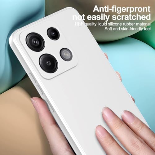 Image of DIZORO Compatible with Mi Redmi Note 13 5G Back Cover with Upgraded Square Edges for Camera Protection Shockproof Flexible Matte Liquid Silicone Mobile Phone Case (White.)