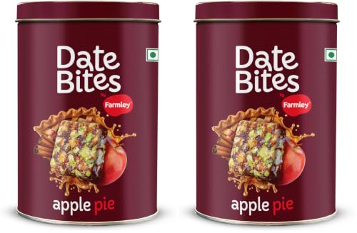 Image of Farmley Apple Pie Date Bites | Pack of 20 I Dates Barfi Made with Dates, Dried Apple,Pista, Cashews, Almonds, Honey, Cinnamon and Pure Ghee