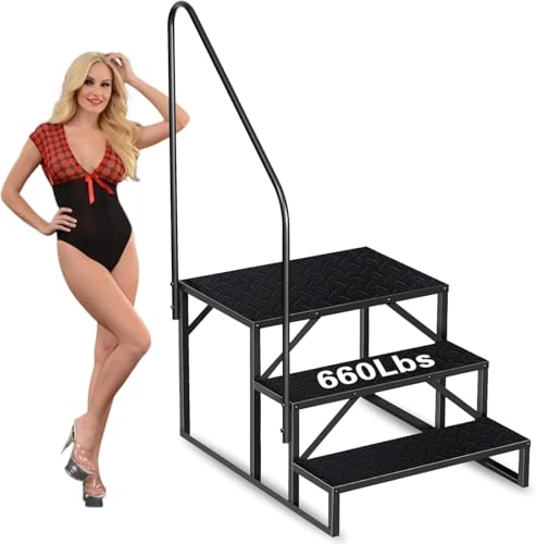 Escalera para piscina 3 peldaños resistente 660 lb con barandales miniatura 1