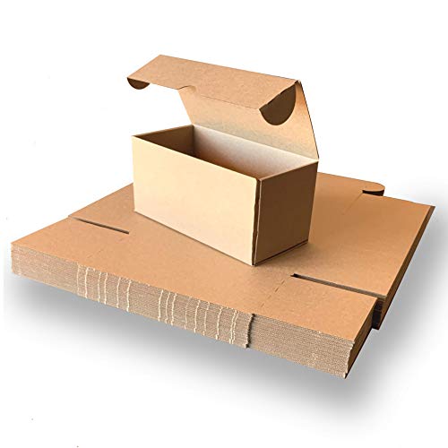 25 unidades | Caja de cartón automontable resistente y de alta calidad para envíos postales, correo, organización, almacenaje o regalo. 22x10,5x10cms.