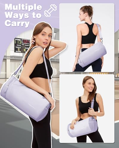 Image of Small Gym Bag for Women,Waterproof Mini Duffle Bag Womens Spotrs Workout Bags Small Travel Duffel Bag with Wet Pocket Carry on Weekender Bags for Dance Swimming,Gym,Yoga,Fitness Purple