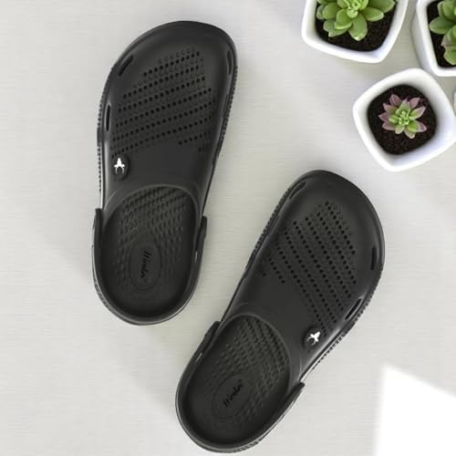 Image of Hirolas Men's Fluffy Black Eva Cushioned Strap Clogs