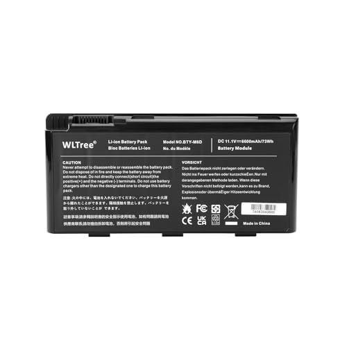 WLTree 6600mah BTY-M6D Batterie pour MSI GT60 GT70 2PE-890US GX60 1AC GX70 3BE WS60 MS-16F2 16F4 E6603 GX660 GX680 GT780 GT780R GT600 GT660 GT680 GT683 GT685...