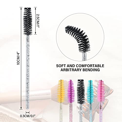 Image of G2PLUS 50PCS Eyelash Mascara Brushes, Disposable Lash Spoolies, Bendable Crystal Mascara Wands for Lash Extensions, Eyebrow Grooming, Makeup Kit, Salon Professional Use