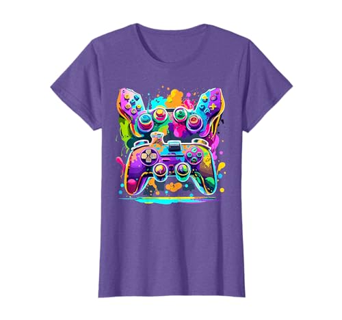 Video Game Controller Paint Drip Colorful Gamers Gaming T-Shirt