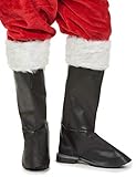 Poliéster y sintético DEGUISE TOI Cubre Botas Deluxe Negros con Pelo Blanco Adulto