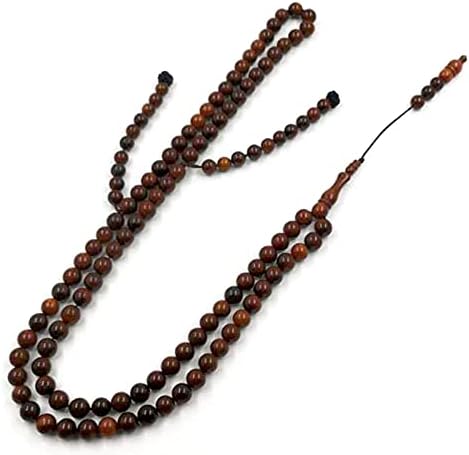 Tasbih Men Natural kuka Wood Muslim 100 Beads Bracelet Islamic Accessories Gift on Hand (10mm x 100 Beads)