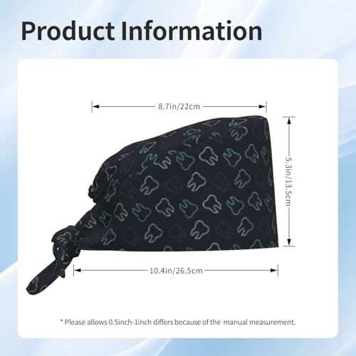 Image of Surgical Caps Men Women, Scrub Cap with Sweatband Adjustable | Tie Back Nurse Cap, Nursing Breathable Working Hat, Scrub Cap, Medical Hats