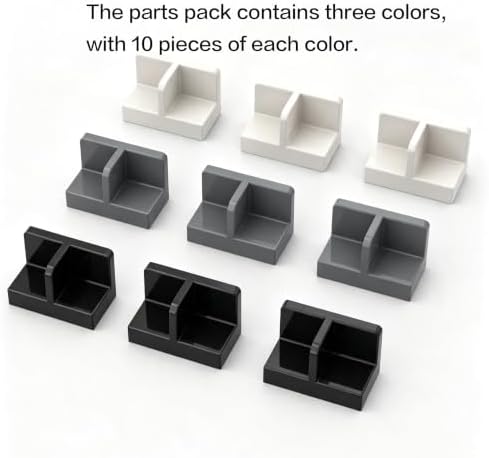 30 Pieces Black White Dark Bluish Gray Assortment, High-Precision MOC Building Bricks Replacement Parts Compatible with Lego Bricks, 93095 Panel 1X2X1 with Rounded Corners and Central Divider - 1
